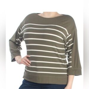 Ralph Lauren Striped Olive and White Long Sleeve Tee